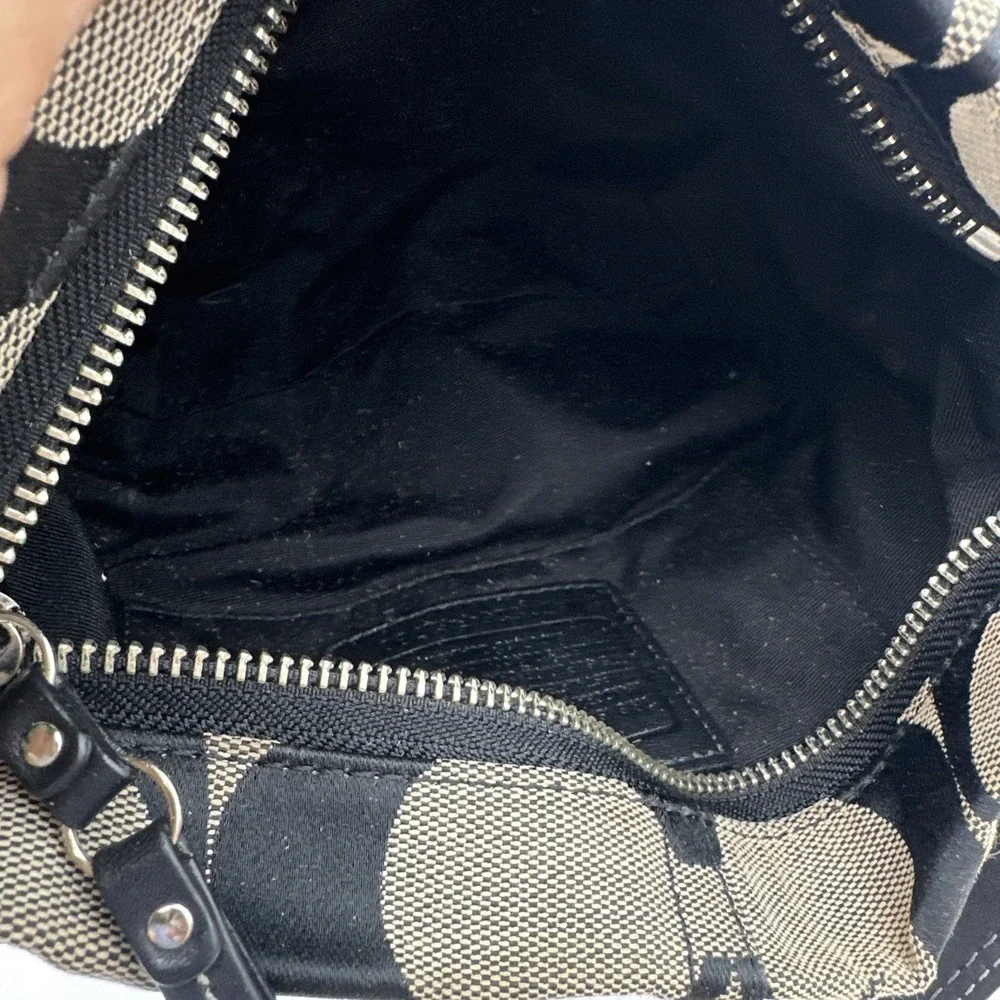 Y2K Coach Mini Carly Black Signature Jacquard Leather Demi Shoulder Bag Read